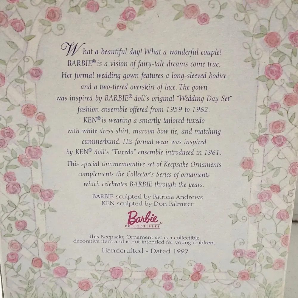 1997 Hallmark Keepsake Barbie Ken Wedding Day Ornament Boxed or Cake Topper